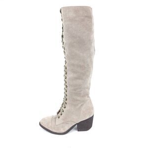 Jeffrey Campbell Free People‎ Kandace Gray Suede Witchy Lace Up Knee Boot 6 Boho
